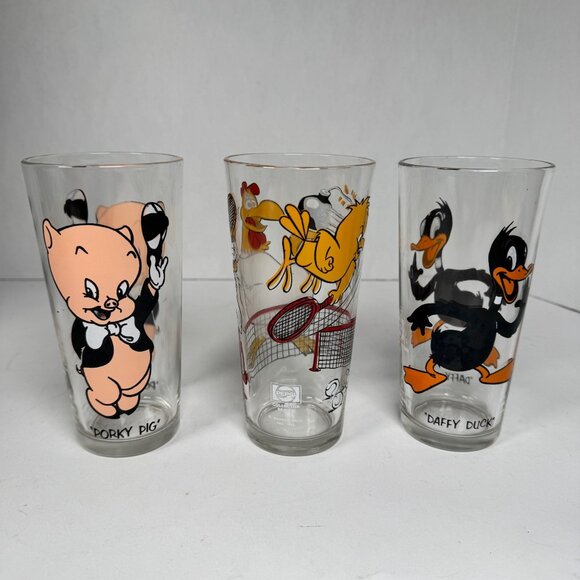 Vtg 1976 Pepsi Collector Glasses Looney Tunes Porky Pig Foghorn Leghorn Daffy Du - Picture 4 of 7